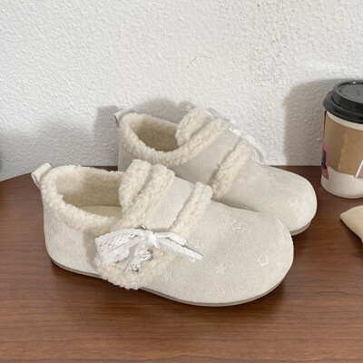 加绒勃肯鞋毛绒保暖二棉鞋增高新款 加厚德训鞋灰色鞋子女鞋冬季