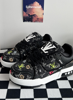 黑色鞋子女款休闲鞋学生情侣冬季 新款面包鞋男增高板鞋美式高街