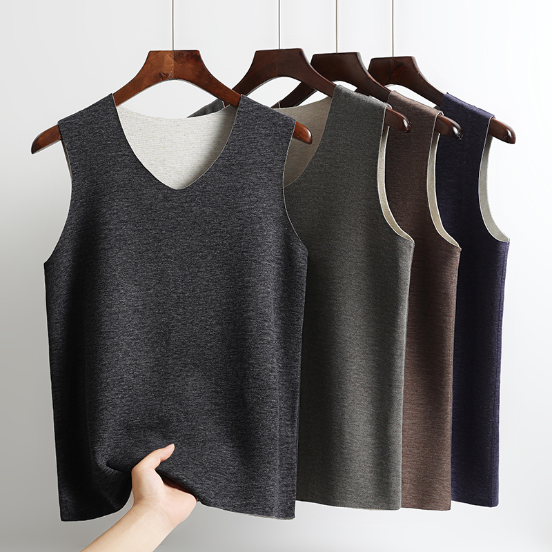 无痕德绒加绒加绒男士保暖背心