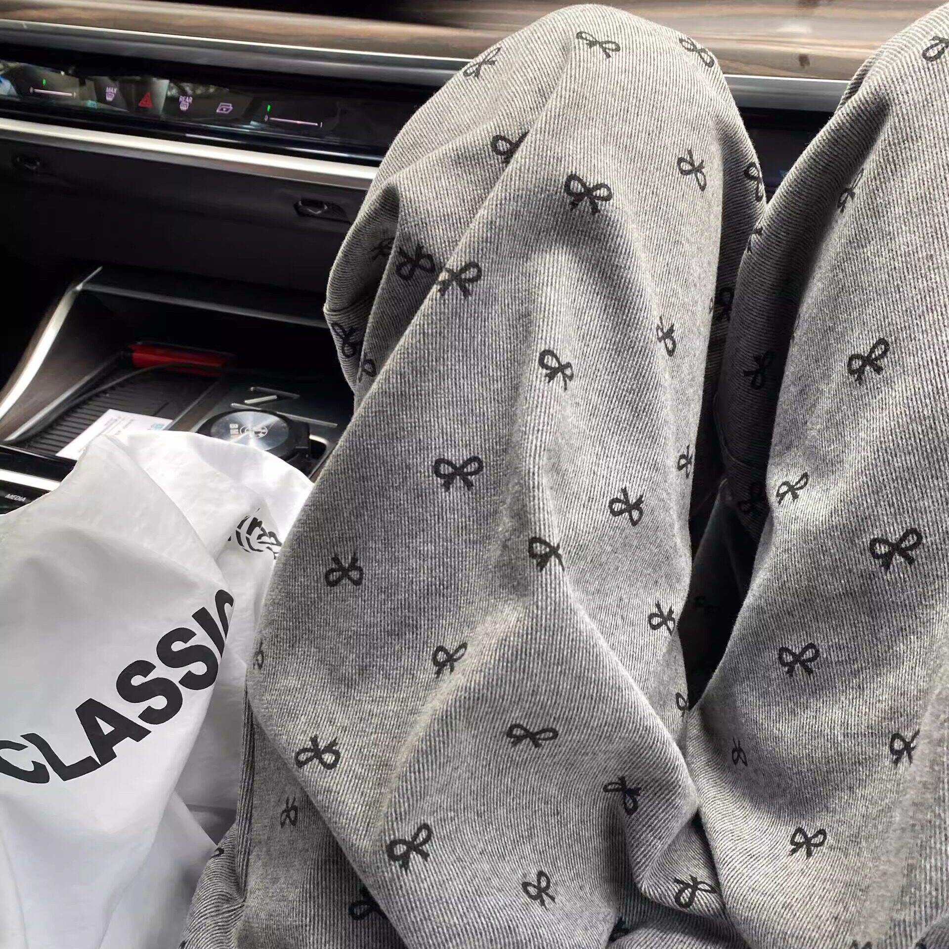 蝴蝶结灰色遛弯裤宽松慵懒风裤子女款夏糯米裤垂坠感薄款休闲裤