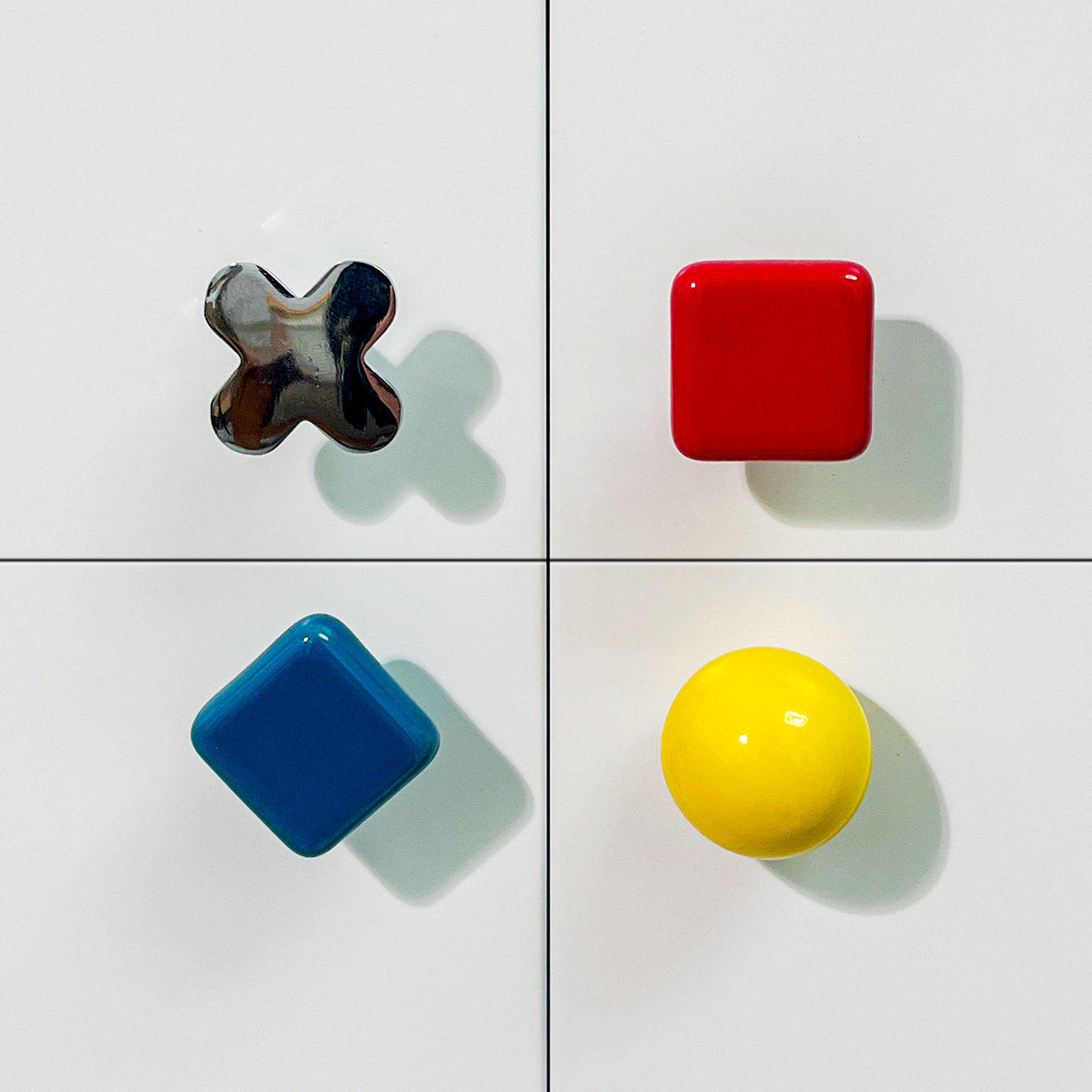 多巴胺彩色陶瓷柜门拉手免打孔方形十字单孔衣橱柜子抽屉手柄把手