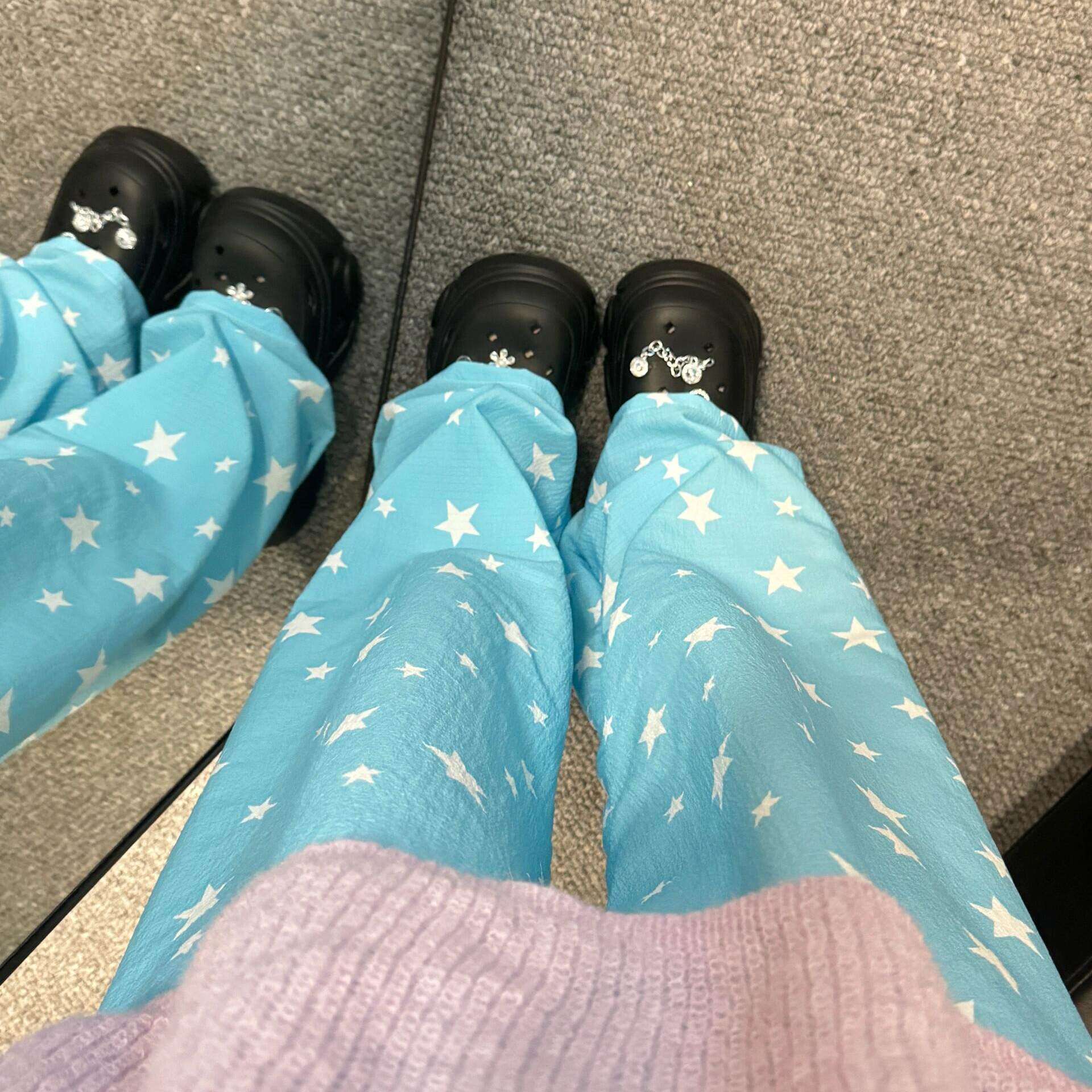 星星遛弯裤休闲裤子女小个子休闲裤韩系慵懒风宽松阔腿裤防蚊裤