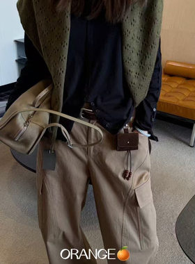 ORANGE简约不挑人职场百搭秋冬季纯棉舒适长袖圆领设计感体恤衫女