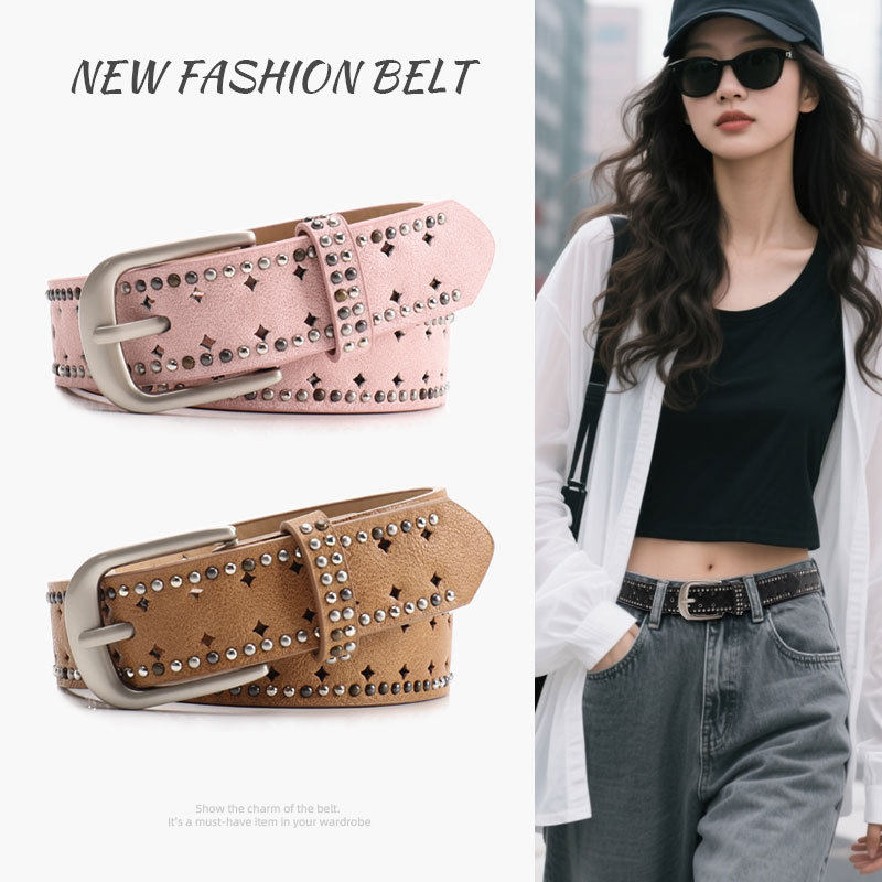 女士复古皮带简约镂空打孔铆钉新款装饰腰带时尚休闲牛仔裤带百搭,服饰配件/皮带/帽子/围巾,腰带/皮带/腰链,淘宝优惠券,粉丝福利购,淘宝优惠卷