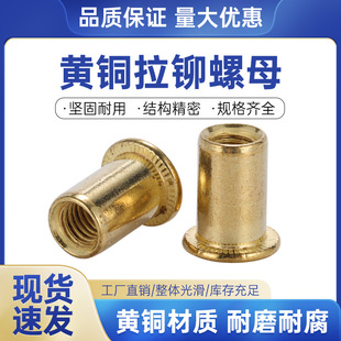 铜螺浩黄铜圆拉铆螺母平头圆拉母压铆螺帽M3 新