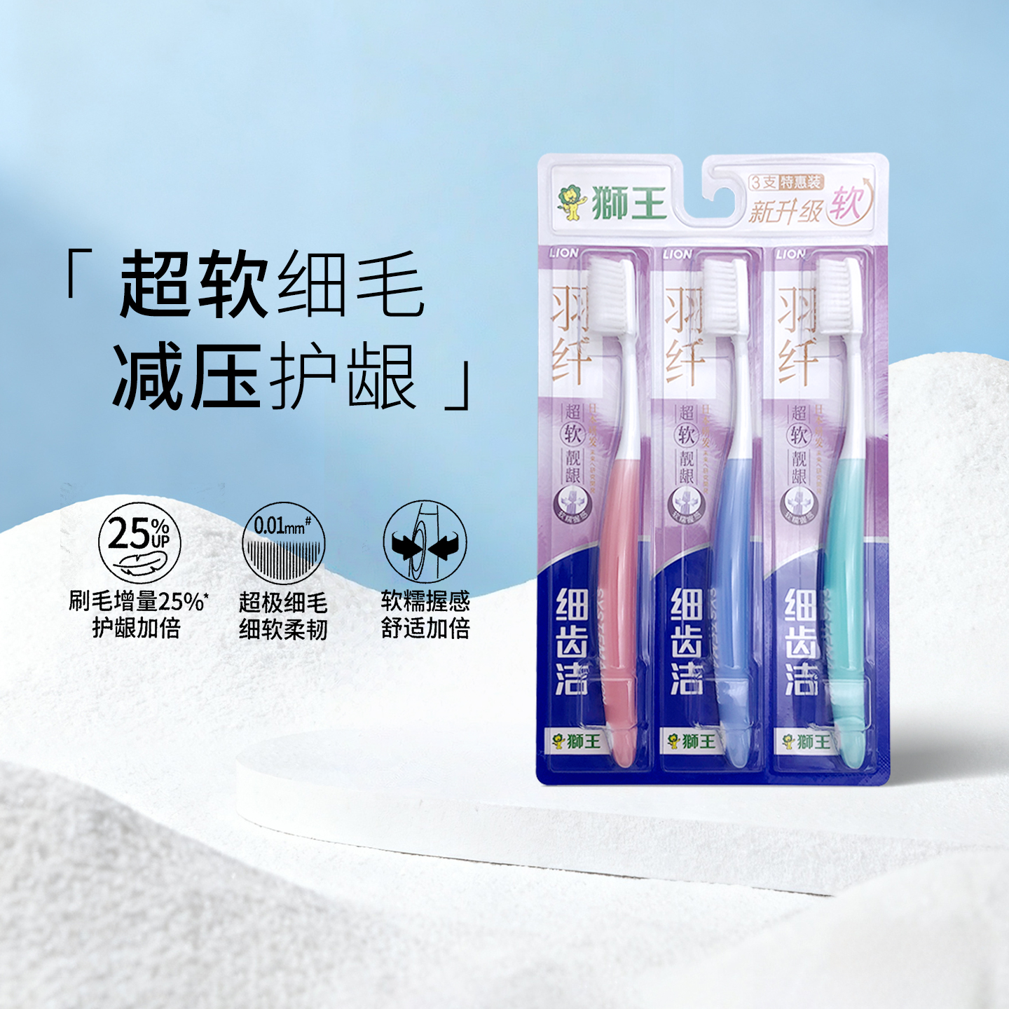 日本狮王细齿洁靓龈成人牙刷