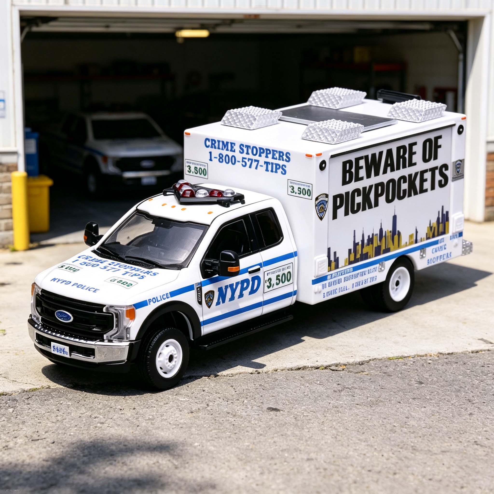 596 Model 1:64 福特 F-550 Super Duty 纽约警察局合金车模