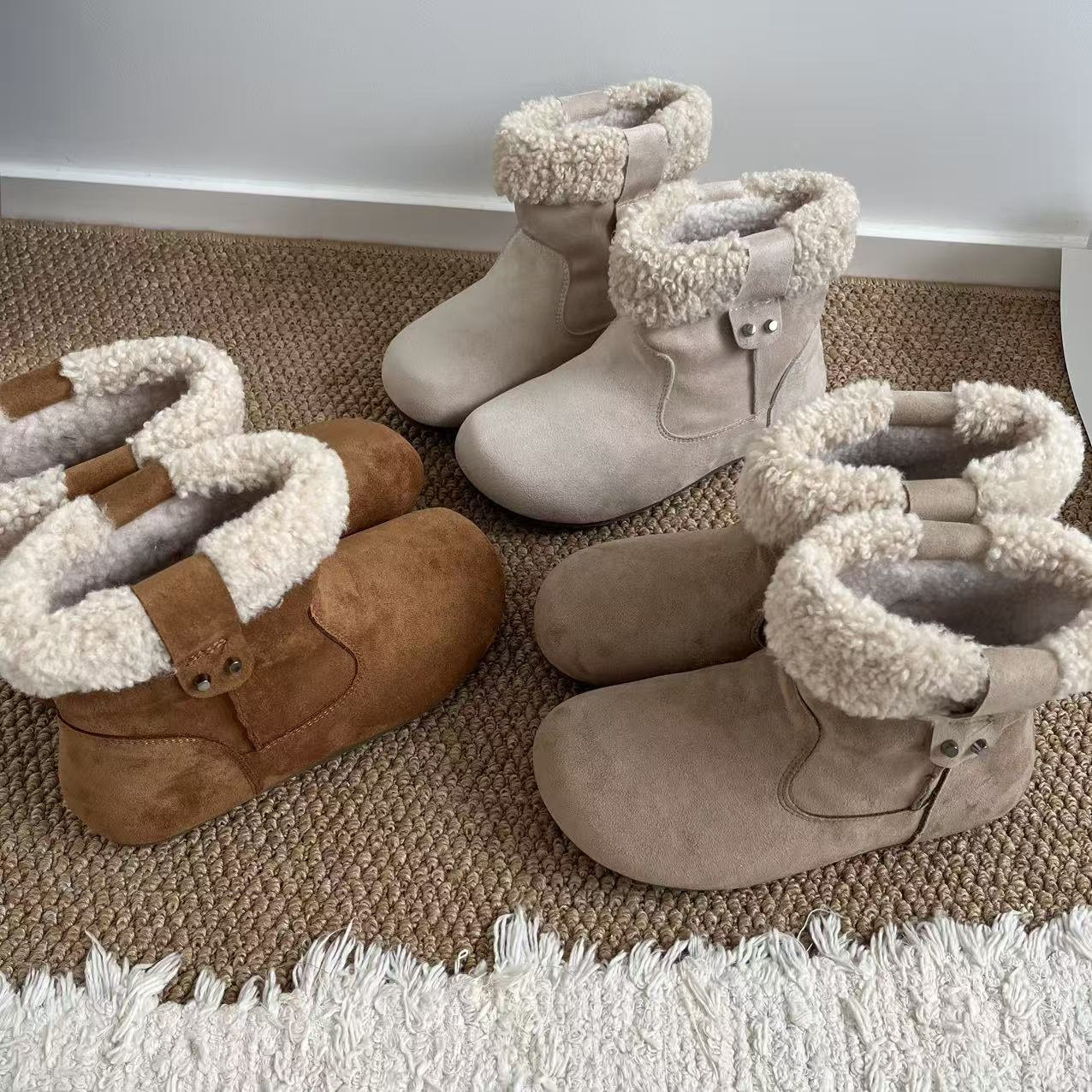 保暖毛绒绒雪地靴勃肯棉鞋