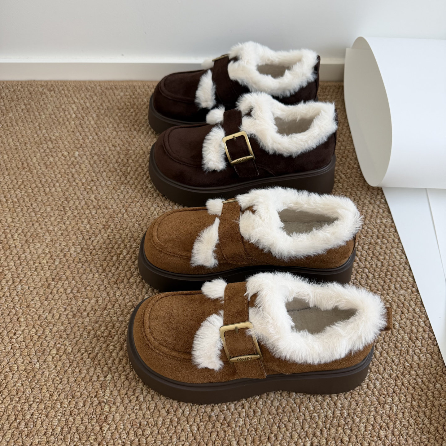 复古加绒厚底乐福鞋女2025新款秋冬保暖毛毛勃肯棉鞋魔术贴雪地靴,女鞋,乐福鞋（豆豆鞋）,淘宝优惠券,粉丝福利购,淘宝优惠卷