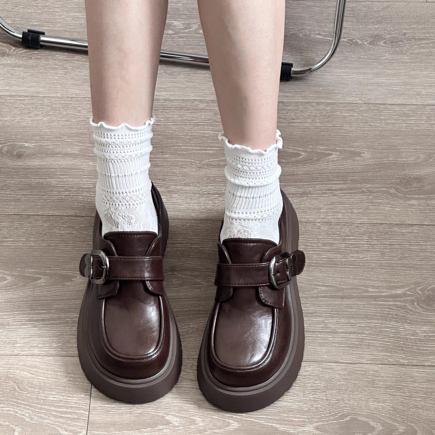 厚底乐福鞋女2025新款秋季英伦风小皮鞋一脚蹬单鞋百搭增高小皮鞋,女鞋,深口单鞋,淘宝优惠券,粉丝福利购,淘宝优惠卷