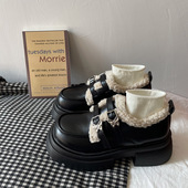 加绒小皮鞋 增高6cm 终于让俺找到了冬天也能穿 蝴蝶日系百搭厚底