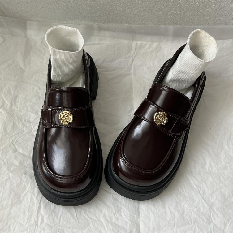 妖怪的小窝法式贵气千金感金币玫瑰乐福鞋一脚蹬百搭基础款小皮鞋