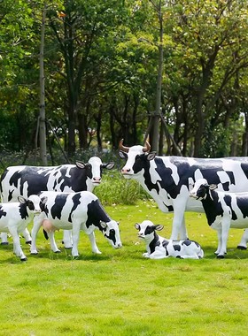 仿真奶牛玻璃钢雕塑户外大型动物花园林景观草坪农牧场装饰品摆件
