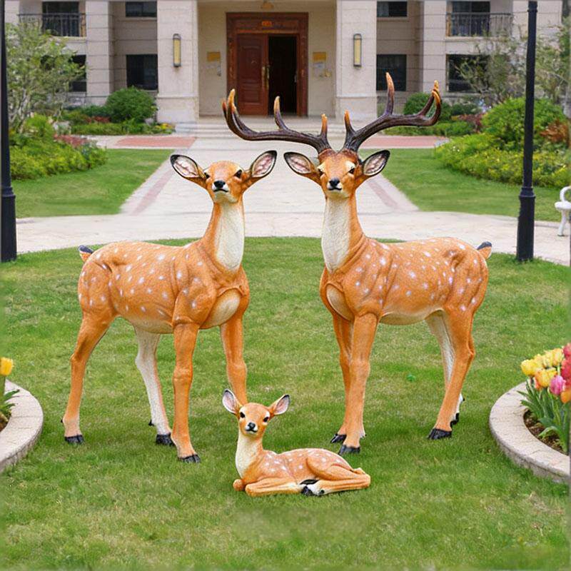仿真梅花鹿摆件玻璃钢鹿雕塑花园庭院阳台动物模型户外园林景观装