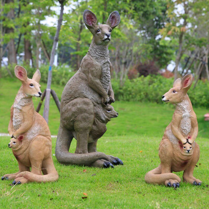 仿真袋鼠户外动物玻璃钢雕塑花园庭院别墅公园草坪景观装饰摆件