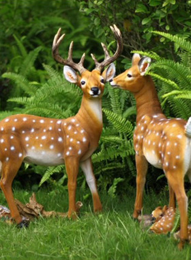 仿真动物花园梅花鹿摆件工艺品摆设庭院客厅办公室家居美陈装饰品