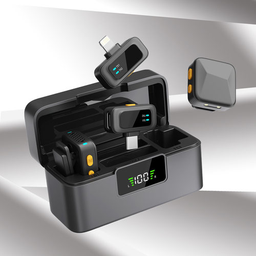 跨境新款Q18直播视频双麦双接受带仓手机收音降噪无线领夹麦克风