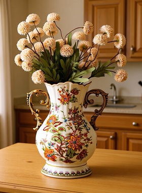 美式复古陶瓷花瓶摆件客厅家居饰品欧式宫廷软装花插花瓶工艺品