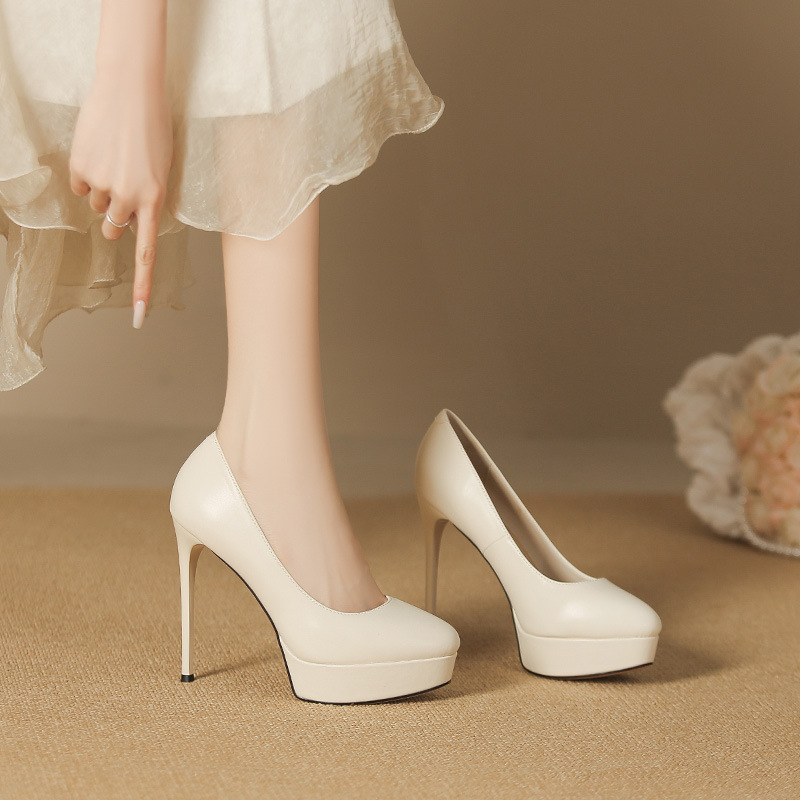 136-3 跨境性感防水台高跟鞋女不累脚气质圆头细跟超高跟鞋12CM