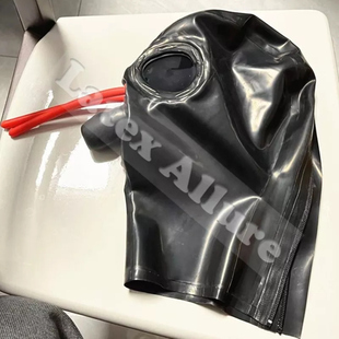 乳胶头套 镜片 15cm鼻管 中空呼吸管 latex mask 定制