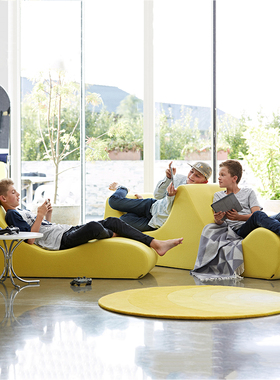 摩登设计师大型展示厅样板房模块组合布艺沙发Welle海浪造型沙发