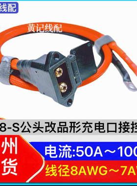 QS8S公头改品形充电口电摩外置100A快充接控线QS8S公头品形口