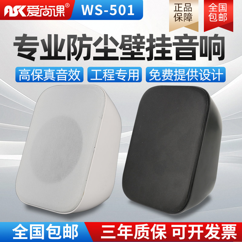 爱尚课 WS-501壁挂喇叭音箱挂壁音响定压公共广播背景音乐音箱