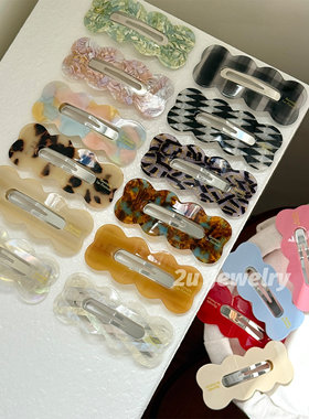 韩国ins新款多色bb夹刘海可爱甜美发夹金标幻彩侧边夹醋酸发饰女