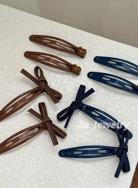 韩国ins新款甜美风蝴蝶结BB发夹刘海碎发侧边夹百搭牛仔爱心发饰