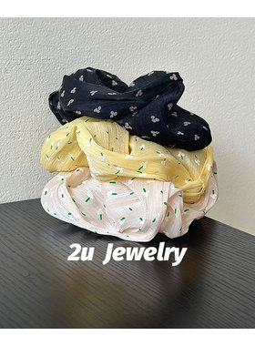 韩国ins新款蓬蓬云朵绸缎大肠发圈花朵碎花发绳黑色大号皮筋发饰