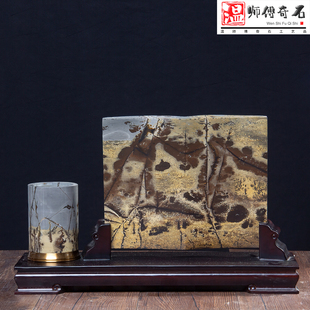 广西天然奇石国画石草花石创意雕刻一本万利摆件装饰工艺品te98