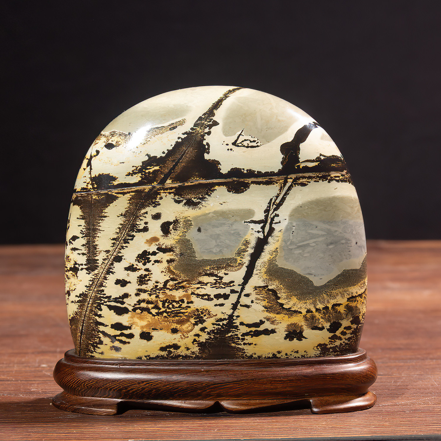 广西国画石天然奇石观赏石草花石中式摆件客厅电视柜工艺品tg98