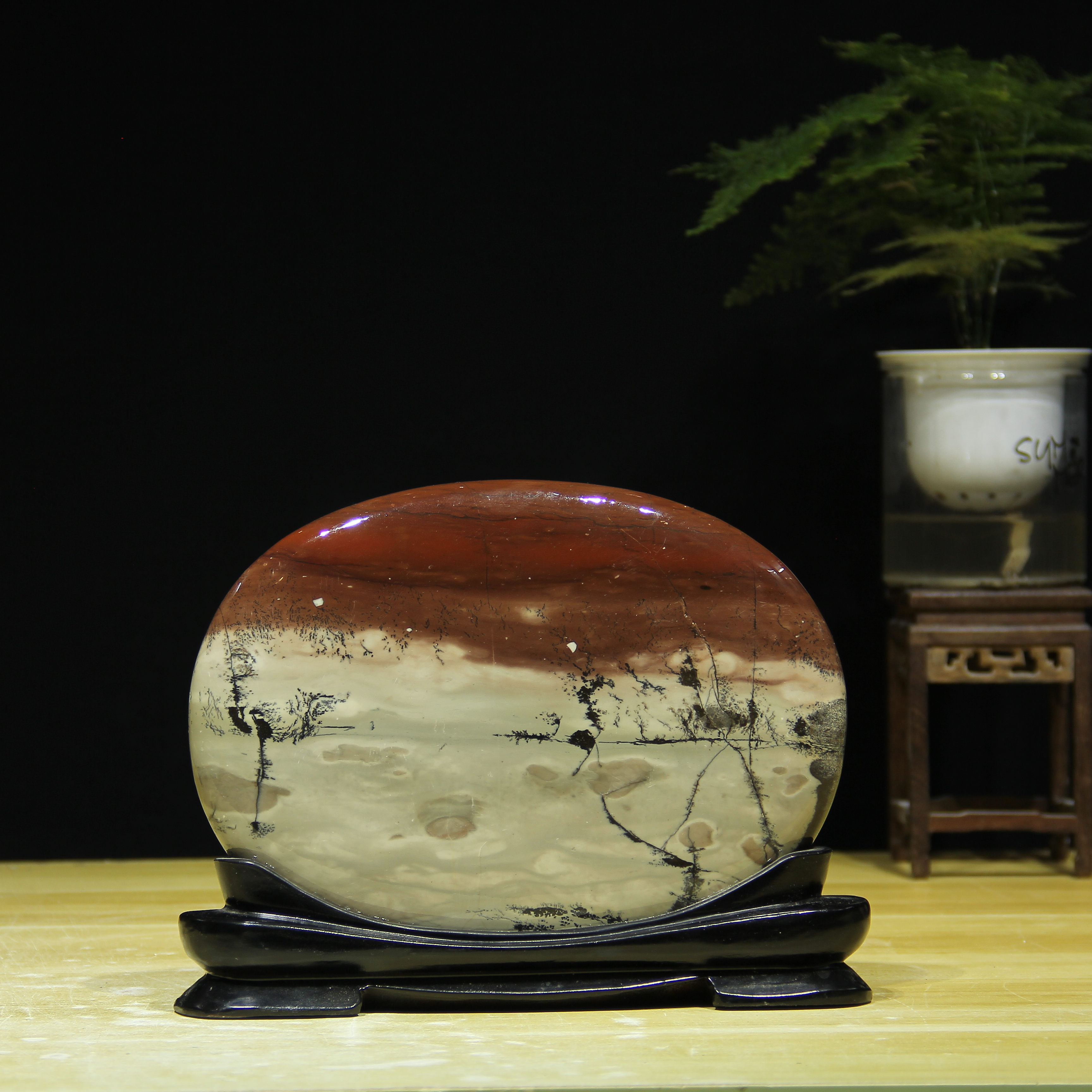 广西国画石天然奇石观赏石草花石摆件客厅庭院工艺品装饰品tx23