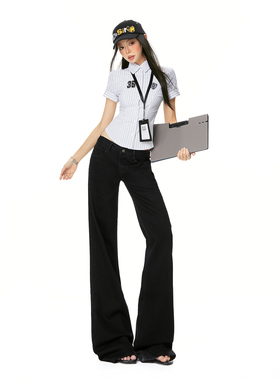 花漾26th ootd!2026春季新款美式辣妹低腰修饰腿型显瘦微喇牛仔裤