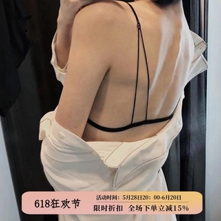 法式 性感细带美背前扣内衣女无钢圈小胸薄款 三角杯无痕文胸罩套装