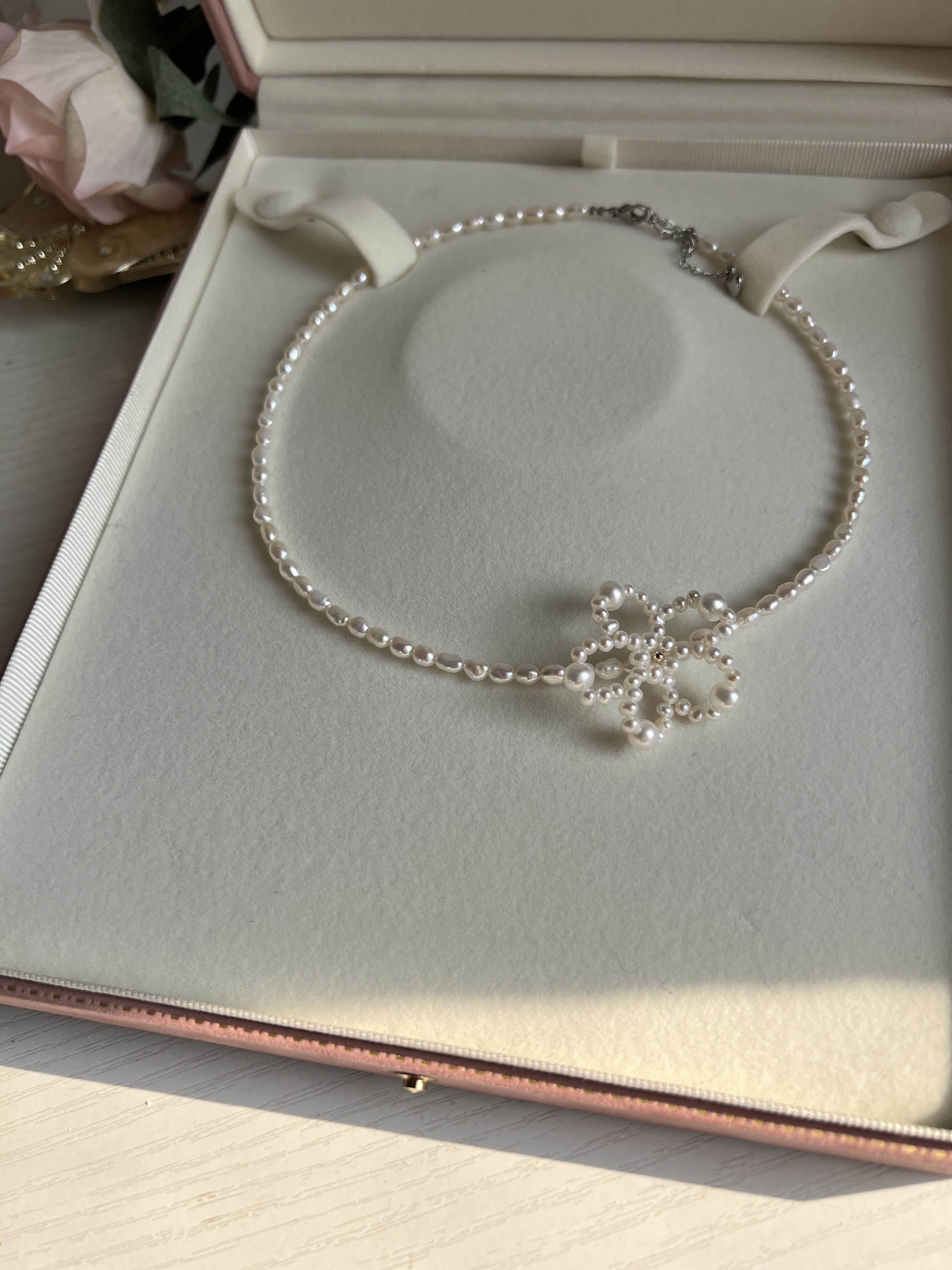 极光珍珠项链复古宫廷风编织款项链设计风格精灵公主风项链百搭