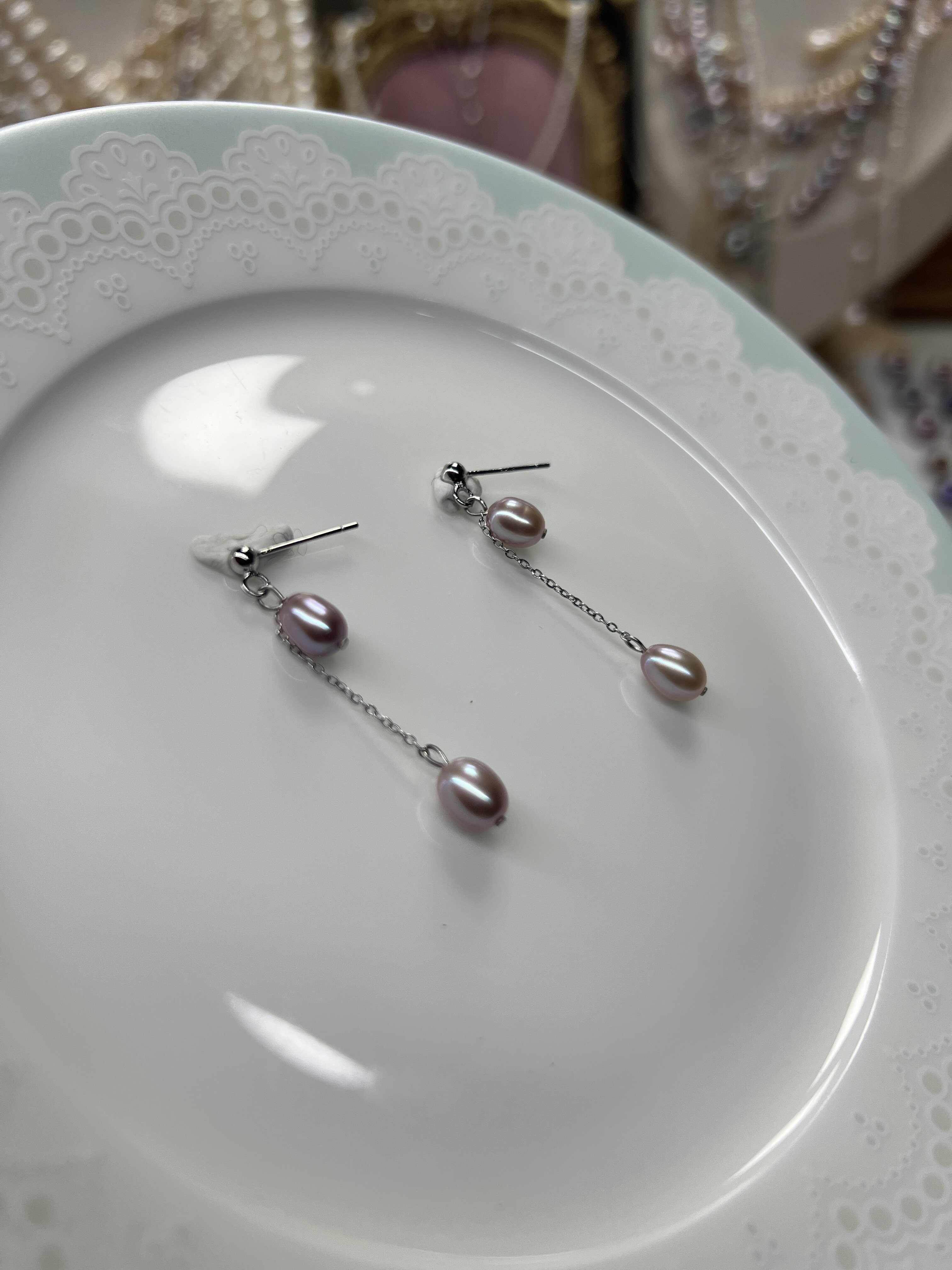 天然珍珠耳线大风吹耳环女款轻奢925针设计感高级气质耳钉耳饰