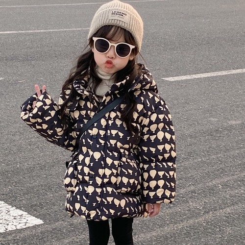 短款加厚男童女童印花羽绒服洋气