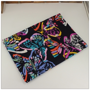 纯棉印花布料床品服装惠安女头巾拼布手工抱枕面料黑底大蝴蝶彩蝶