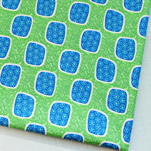 VB纯棉平纹印花布料惠安女头巾床品服装手工桌布抱枕面料绿色方块