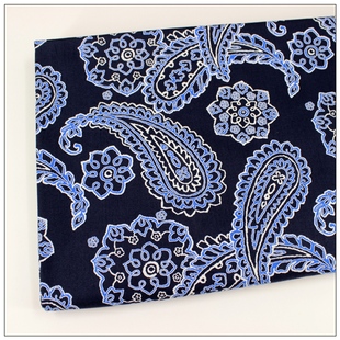 纯棉印花平纹布料床品服装惠安女头巾抱枕手工面料藏蓝色火腿花新