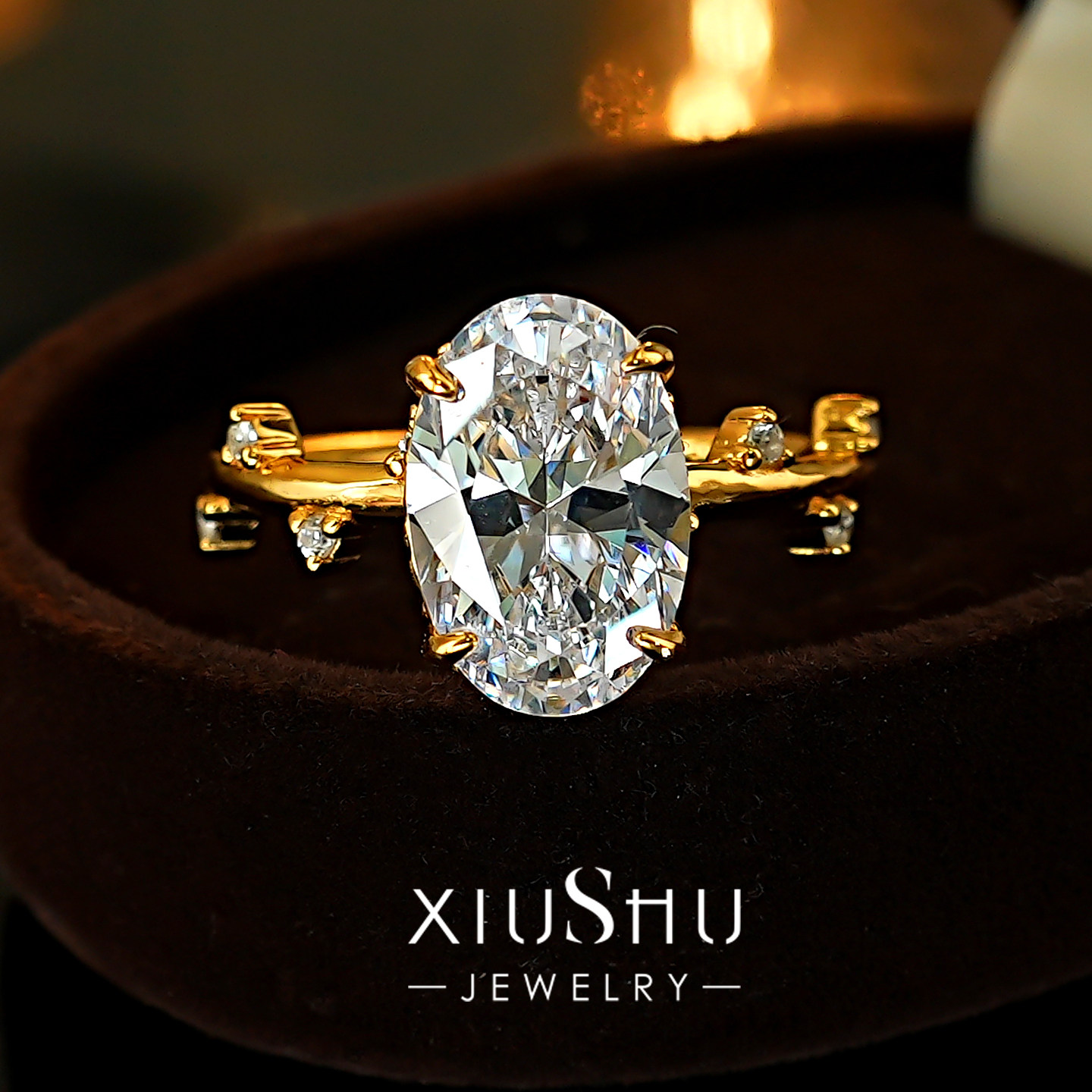 4克拉椭圆鸽子蛋s925纯银戒指