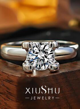 经典牛头款925银极简风仿真钻戒指火彩高碳钻D色日常小众百搭时尚