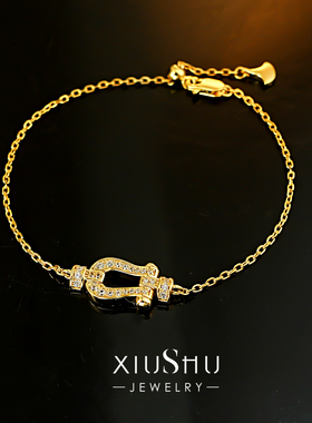 轻奢马蹄扣细链条925纯银手链