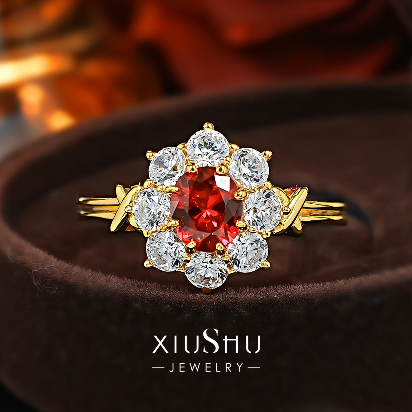 培育鸽血红宝石《焰蕊星芒》925银戒指复古宫廷风交叉X形戒臂珠宝,饰品/流行首饰/时尚饰品新,戒指/指环,淘宝优惠券,粉丝福利购,淘宝优惠卷