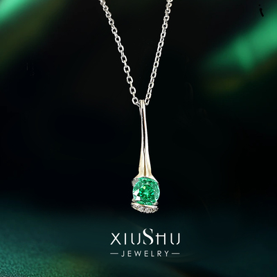 小众设计925银帕拉伊巴绿吊坠