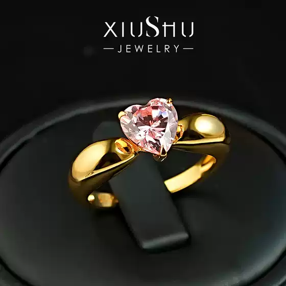 Light Luxury Heart-Shaped 925 Silver Pink Diamond Ring with High-Carbon Diamond Ice Flower Cut, Minimalist Style for Everyday Wear