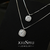 2克拉925银圆包满镶莫桑钻锁骨项链 长期主义1 超甜小方糖