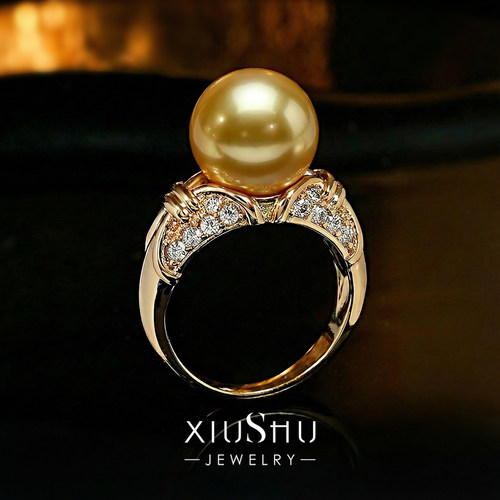 正圆强光贝母珍珠三色戒指