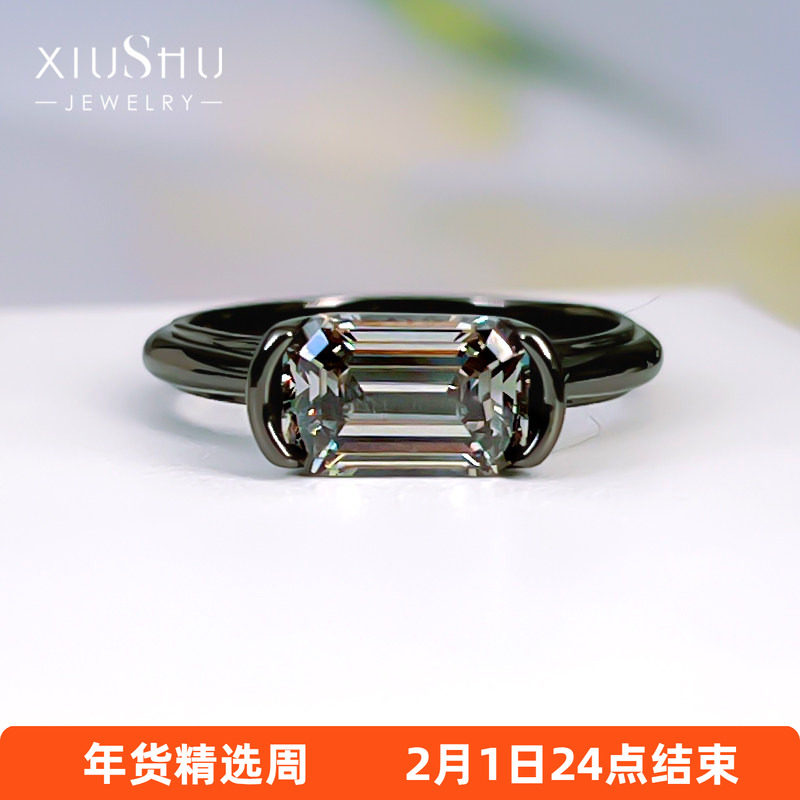 酷飒风黑金枕型925银祖母绿切戒指镶嵌高碳钻ins冷淡风炫酷简约女,饰品/流行首饰/时尚饰品新,戒指/指环,淘宝优惠券,粉丝福利购,淘宝优惠卷